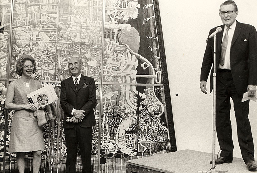1970. Transfield Art Prize. Sir Ronald Penrose, who judged that year, addresses the guests.