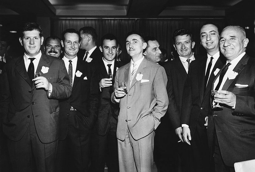 Circa 1960, Transfield's executives celebrating.