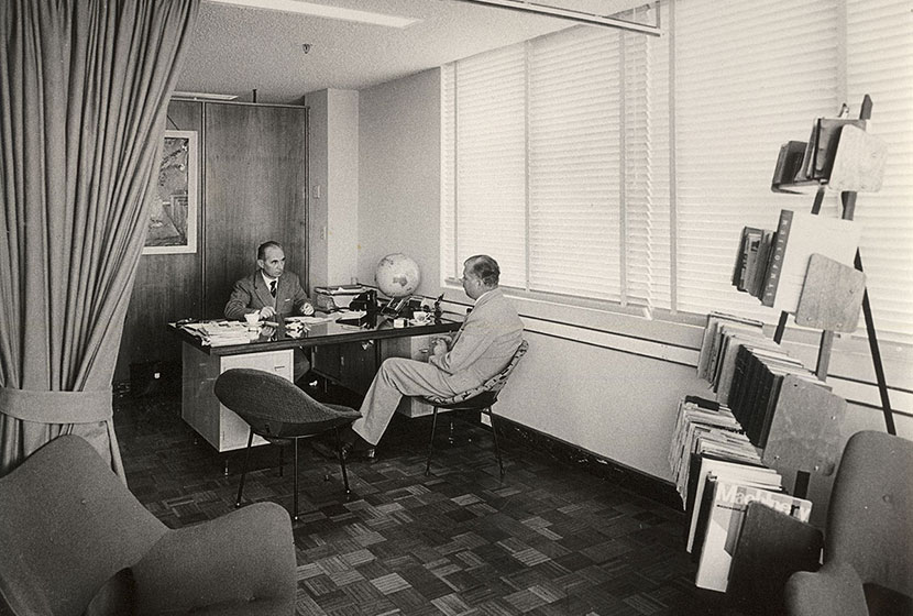 Circa 1959-60. Franco Belgiorno-Nettis in his office at Transfield House, North Sydney.