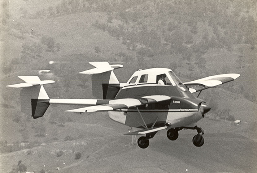1960s. Airtruk in flight over Seven Hills.