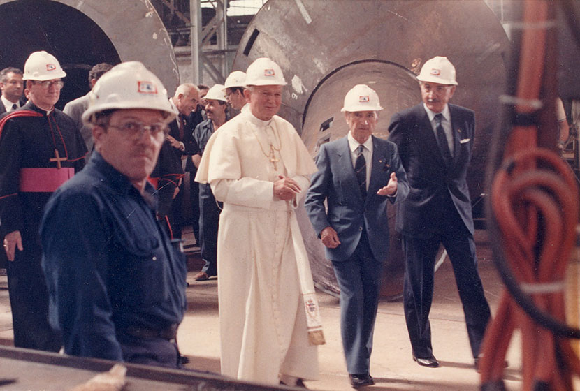 The Pope on the factory floor.