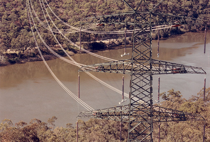 Terminal tower of the 500kw Eraring-Hawkesbury - Sydney West transmission line.