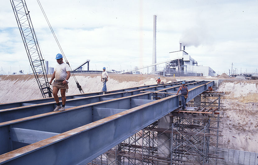 Construction of Muja power station in Western Australia.