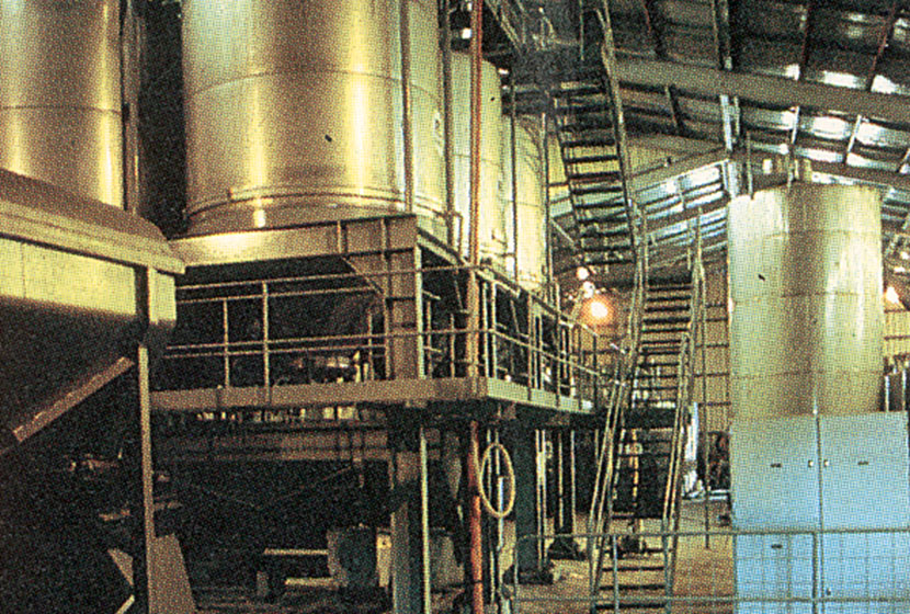 1980. Montrose Winery. Fermentation bins.