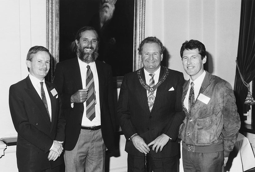 Mid-1980s. Anthony Shepherd, architect Renzo Piano, Sydney’s Lord Mayor Doug Sutherland and Luca.