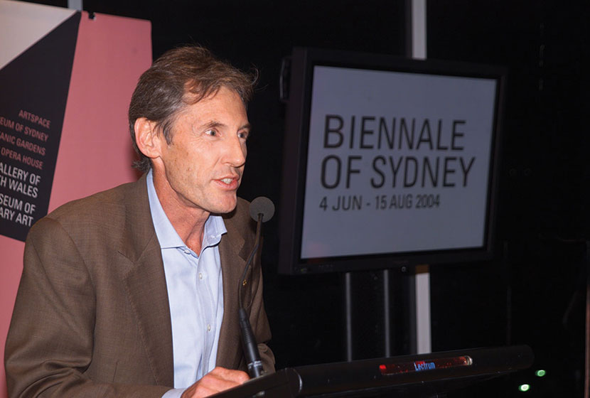 Luca, Chairman of the Biennale of Sydney, opening the event in June 2004.