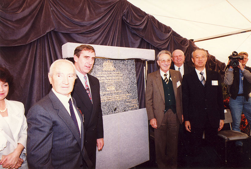The Sydney Harbour Tunnel Opening. Franco, NSW Premier John Fahey, Carlo and Kumagai Gumi's CEO.