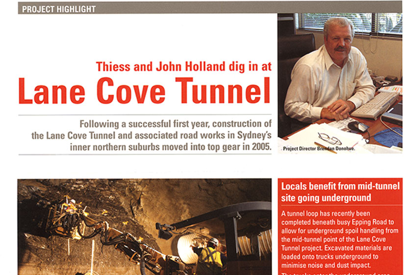 February 2005. John Holland’s article on the Lane Cove Tunnel.